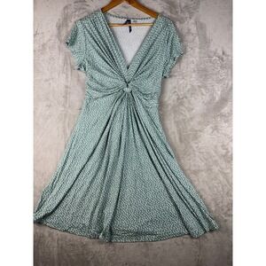 Seraphine Maternity Dress Knot Front Short Sleeve Polka Dot Print Green US 10